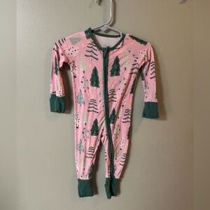 Little Sleepies bamboo pink trees play size 3-6 months zippies